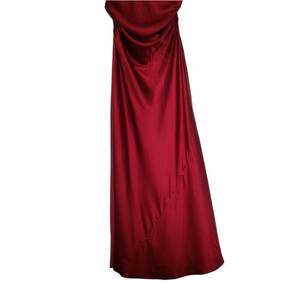 Reformation Sangria Silk Casette Dress Red Satin Cowl Neck Midi Size 10 P - Picture 7 of 10